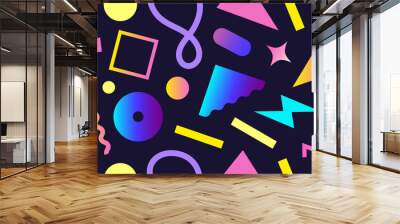 80s repeating patterns in Memphis style. Colorful abstract playful background for cards, posters, covers, banners or branding. Wall mural