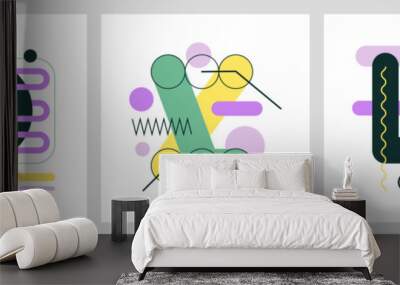 Set of abstract futuristic compositions with flat vector geometric modern elements for print or web Wall mural