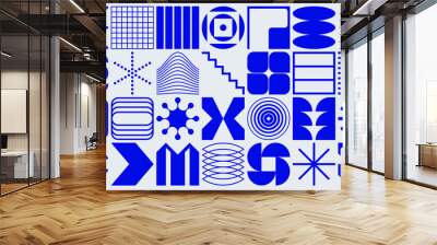 Set of abstract geometric vector shapes, Futuristic and modernist logos and symbols, Swiss design inspired Wall mural