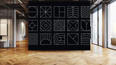 Set of vector geometric linear shapes inspired by Art Deco Wall mural