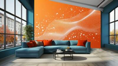 Abstract orange gradient background with white dots, a technology and innovation concept. Wall mural