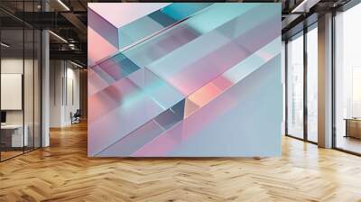 Abstract transparent geometric pattern in soft gradient colors, Background with transparent shapes and lines in pastel colors for presentation use, AI generated Wall mural