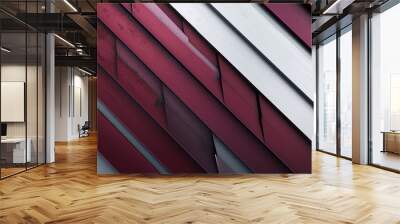 Sliced geometric planes with a gradient from a rich burgundy to a frosty silver Wall mural