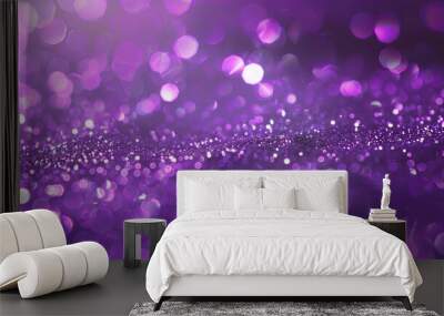 Violet glitter defocused twinkly lights, resembling a fresh natural. Wall mural