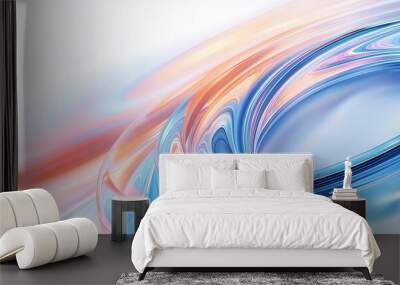 Curved glass spiral in blue and orange background banner, abstract 3D curved glass spiral, AI generated Wall mural