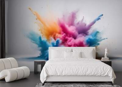 Colorful Powder Explosion on white Background. Powder explosion image. Wall mural