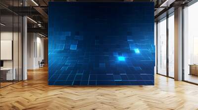 Gradient blue dark grid background Wall mural