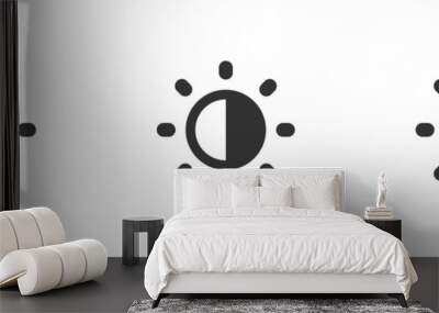 Brightness control icon. Contrast level button. Set isolated vector illustration for app Wall mural