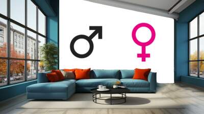 Gender, female and male set flat icon. Isolated sex sign symbol. Vector Wall mural