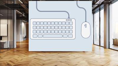 keyboard and mouse color icon in flat Wall mural