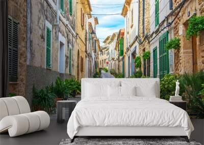 Beautiful narrow old street in mediterranean city. Wall mural