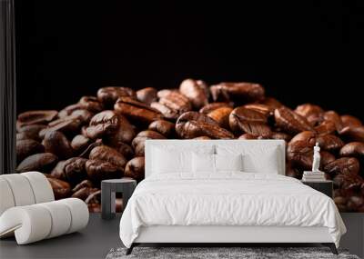 Close-up view of freshly roasted coffee beans. Wall mural