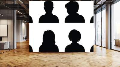 Set of Avatar icons in fill styles. Silhouette profile symbols. Anonymous user portrait. User Profile pictures isolated on transparent background. Person silhouette that can be used in designs. Wall mural