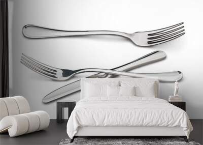 set of  steel forks and knives isolated Wall mural