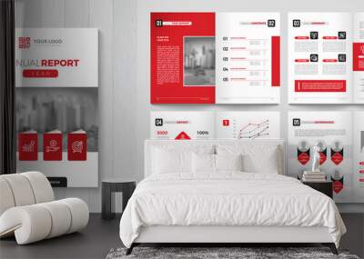 Corporate Annual Report with a cover. Brochure, Folder, Presentation, Leaflet. A4 format. Wall mural