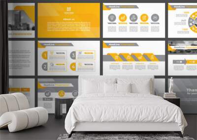 Presentation templates, corporate. Elements of infographics for presentation templates. Annual report, book cover, brochure, layout, leaflet layout template design. Wall mural