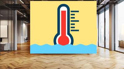 High temperature of the warm water - hot and boiling liquid is measured by thermometer. Vector illustration Wall mural