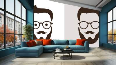 Hipster fashion - man with retro vintage glasses and stylish haircut. Style and cool look of hipster generation and subculture. Vector illustration Wall mural