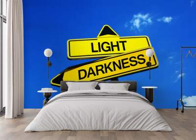 Light vs Darkness - Traffic sign with two options - opposition between lightness and dark. Positivity of bright and clear illumination, negative dusk and gloom Wall mural