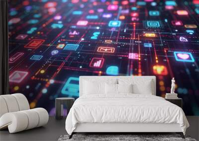 Concept of social media connections background Wall mural