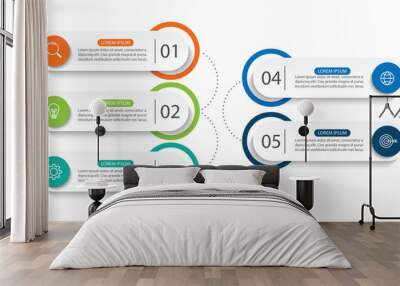 Infographic design presentation business infographic template with 5 steps Wall mural