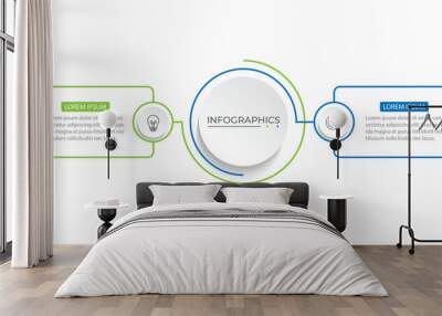 Modern infographic template. Creative circle element design with marketing icons. Business concept with 2 options Wall mural