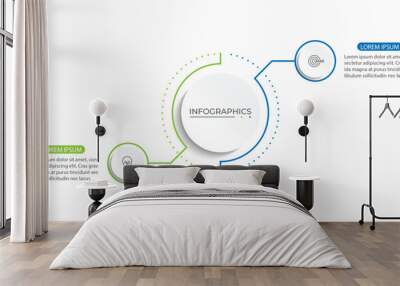 Modern infographic template. Creative circle element design with marketing icons. Business concept with 2 options Wall mural