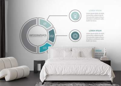 Modern infographic template. Creative circle element design with marketing icons. Business concept with 3 options, steps, sections Wall mural