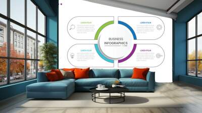 Modern infographic template. Creative circle element design with marketing icons. Business concept with 4 options, steps, sections.
 Wall mural