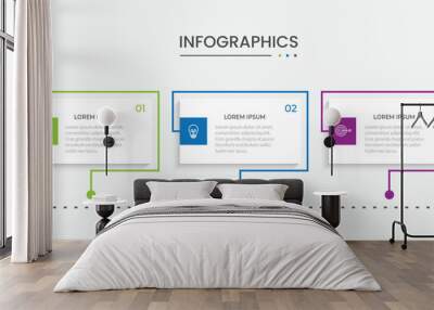 Presentation business infographic template with 3 options. Vector illustration. Wall mural