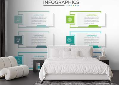 Presentation business infographic template with 6 options. Vector illustration. Wall mural