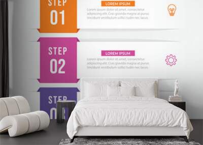 Vector infographic label design concept with square layout and marketing icons with 3 steps or options. Wall mural