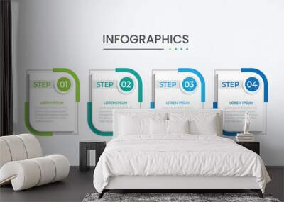 Vector Infographic label design template 4 options or steps. Wall mural