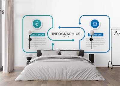 Vector Infographic label design template with icons and 2 options or steps. Wall mural