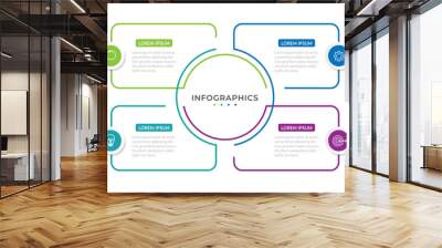 Vector Infographic label design template with icons and 4 options or steps. Wall mural