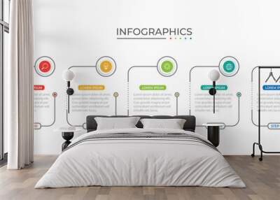 Vector Infographic label design template with icons and 5 options or steps. Wall mural