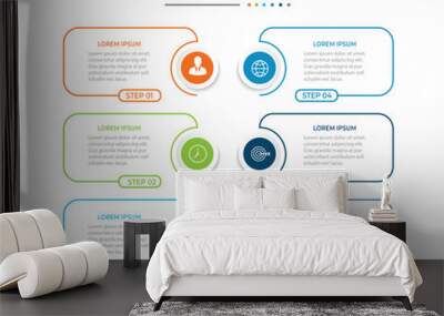 Vector Infographic label design template with icons and 6 options or steps. Wall mural