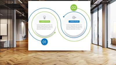 Vector infographic thin line design with marketing icons. Business concept with 2 options, steps or processes. Wall mural