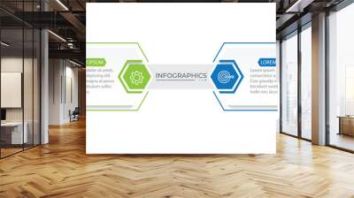 Vector infographic thin line design with marketing icons. Business concept with 2 options, steps or processes. Wall mural