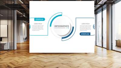 Vector infographic thin line design with marketing icons. Business concept with 2 options, steps or processes. Wall mural