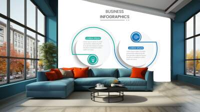 Vector infographic thin line design with marketing icons. Business concept with 2 options, steps or processes.
 Wall mural