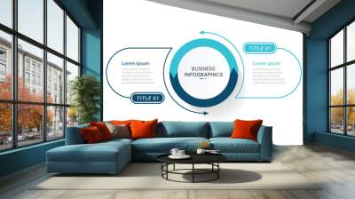 Vector infographic thin line design with marketing icons. Business concept with 2 options, steps or processes. Wall mural