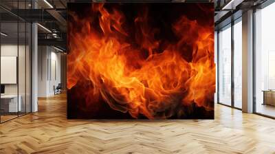 Dynamic Flames Contrast on Black Wall mural