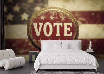 Patriotic Vote Message on US Flag Wall mural