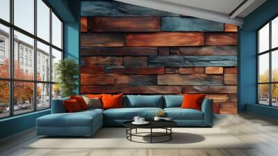 Rustic modern wooden wall with patina texture in futuristic style, AI generated Wall mural