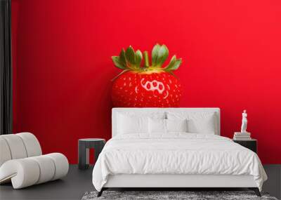 Vibrant Red Strawberry with Minimalistic Aesthetic Wall mural