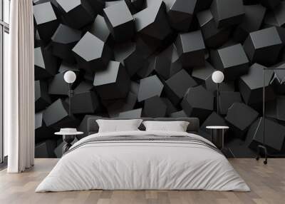 black 3d cubes background Wall mural