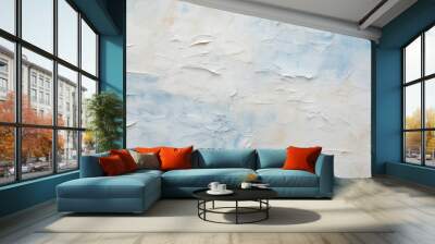 Large strokes of white and blue paint on the wall. Delicate grunge background. Wall mural