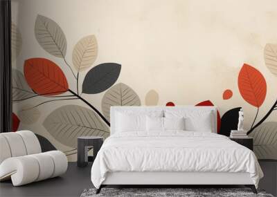 Stylish and Contemporary Botanical Illustration with Abstract Leaf Patterns. Wall mural