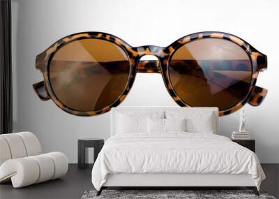 round brown sunglasses isolate Wall mural